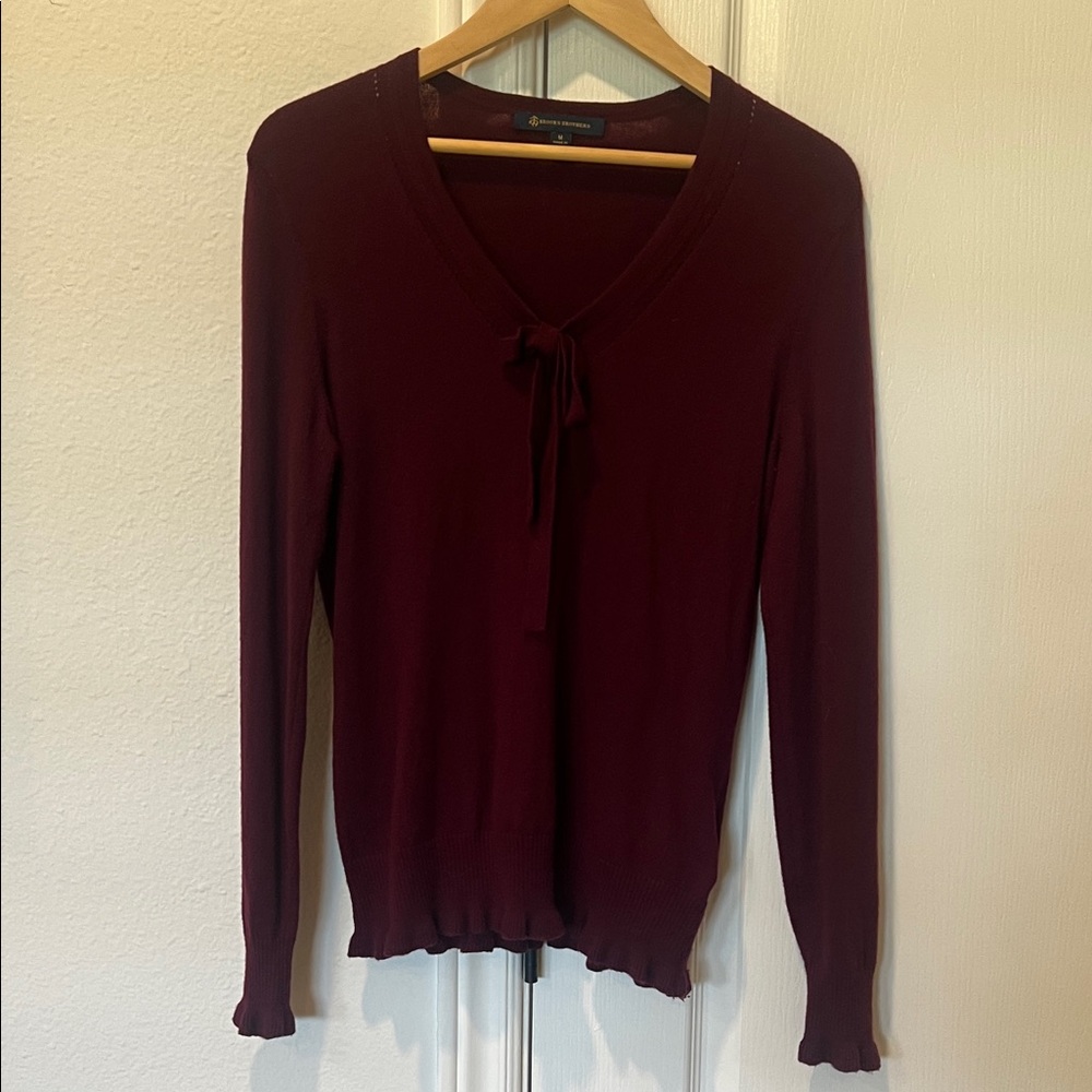 Brooks Brothers Burgundy V-Neck Women's Sweater